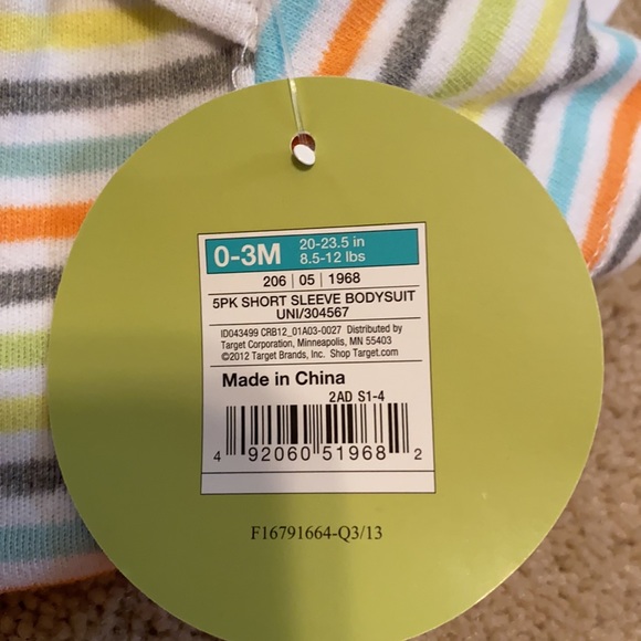 5 pack short sleeve bodysuit 0-3 months - Picture 3 of 3